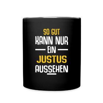 Justus Vorname Name Geburtstag - Tasse einfarbig - Schwarz - Vorne