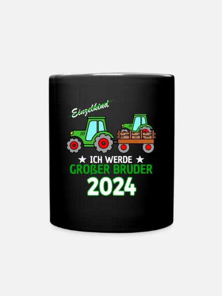 Ich Werde Großer Bruder 2024 - Geburt Sohn Traktor - Tasse einfarbig - Schwarz
