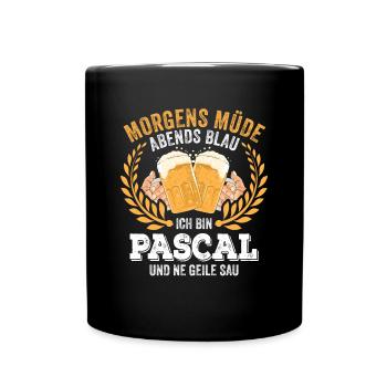 Pascal Vorname Name Geburtstag Bier saufen - Tasse einfarbig - Schwarz - Vorne