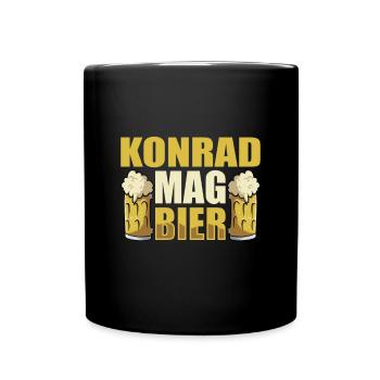 Konrad mag Bier Name Geburtstag - Tasse einfarbig - Schwarz - Vorne