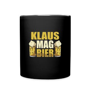 Klaus mag Bier Name Geburtstag - Tasse einfarbig - Schwarz - Vorne