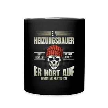 Heizungsbauer - Tasse einfarbig - Schwarz - Vorne