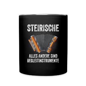 Steirische Harmonika Quetschn Ziachorgel - Tasse einfarbig - Schwarz - Vorne