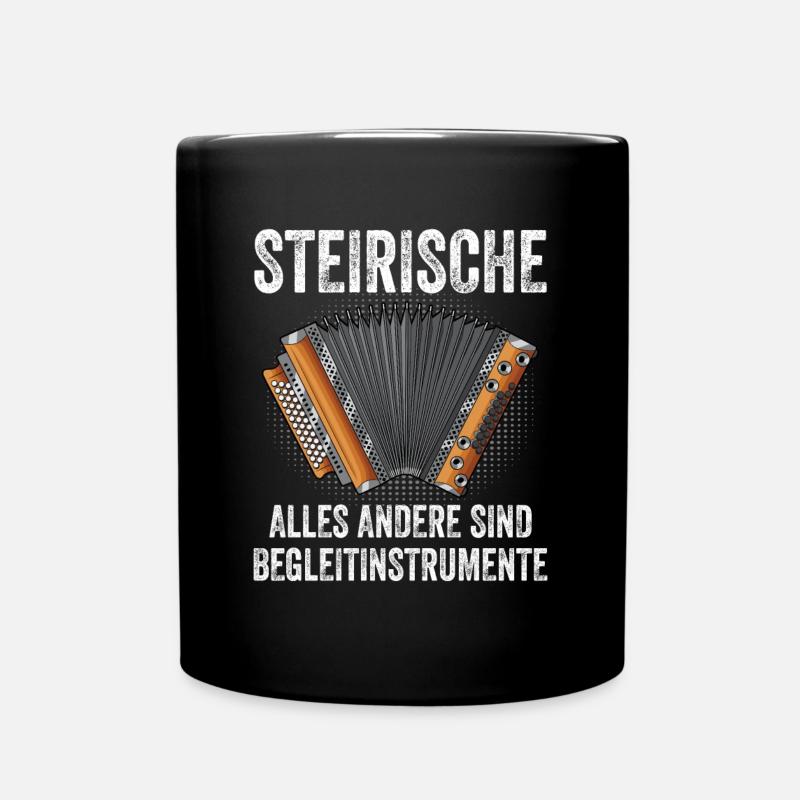 Steirische Harmonika Quetschn Ziachorgel - Tasse einfarbig - Schwarz
