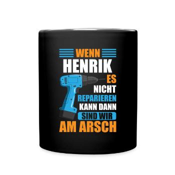 Henrik Vorname Name Geburtstag Reparieren - Tasse einfarbig - Schwarz - Vorne