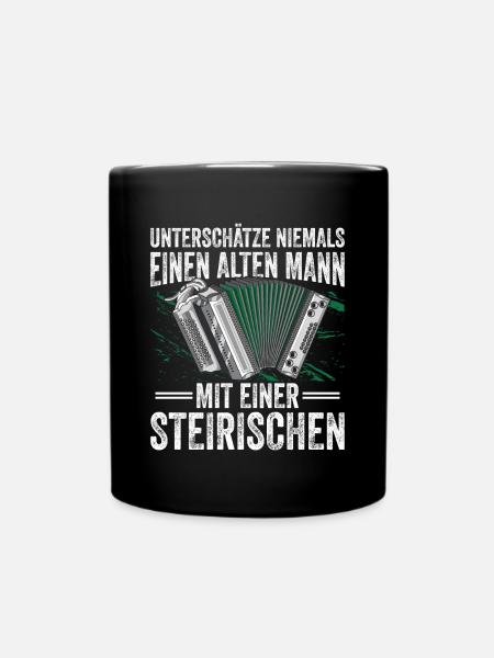 Steirische Harmonika Quetschn Ziachorgel - Tasse einfarbig - Schwarz