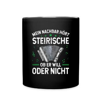 Steirische Harmonika Quetschn Ziachorgel - Tasse einfarbig - Schwarz - Vorne