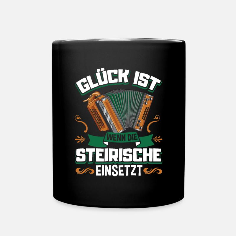 Steirische Harmonika Quetschn Ziachorgel - Tasse einfarbig - Schwarz