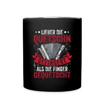Steirische Harmonika Quetschn Ziachorgel - Tasse einfarbig - Schwarz - Vorne