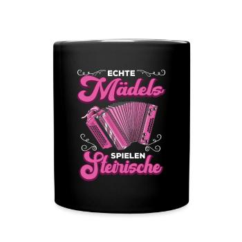 Steirische Harmonika Quetschn Ziachorgel - Tasse einfarbig - Schwarz - Vorne