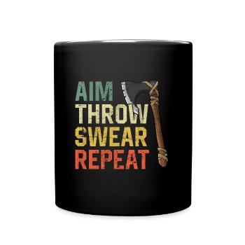 Axt Werfen - Tasse einfarbig - Schwarz - Vorne