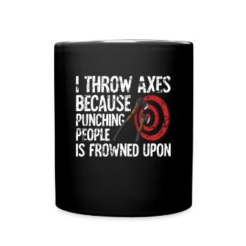 Axt Werfen - Tasse einfarbig - Schwarz - Vorne