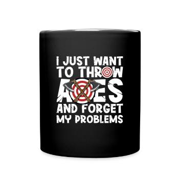 Axt Werfen - Tasse einfarbig - Schwarz - Vorne