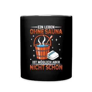 Sauna - Tasse einfarbig - Schwarz - Vorne