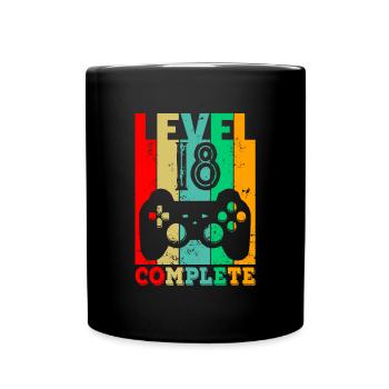 Level 18 Complete - Birthday 18 Years Gift - Full Colour Mug - black - Front