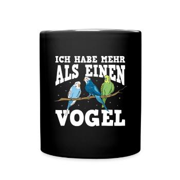 Wellensittich Vogel - Tasse einfarbig - Schwarz - Vorne