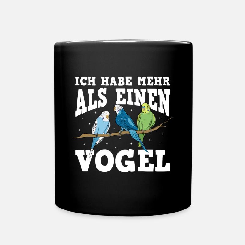 Wellensittich Vogel - Tasse einfarbig - Schwarz