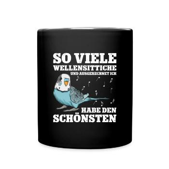 Wellensittich Nymphensittich Papagei Vogelkäfig - Tasse einfarbig - Schwarz - Vorne