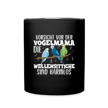Wellensittich Nymphensittich Papagei Vogelkäfig - Tasse einfarbig - Schwarz - Vorne