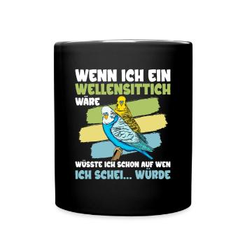 Wellensittich Nymphensittich Papagei Vogelkäfig - Tasse einfarbig - Schwarz - Vorne