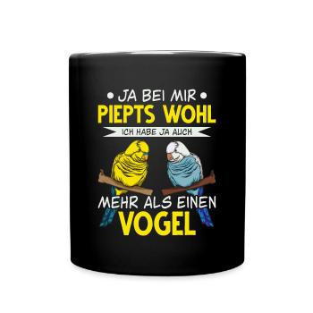 Wellensittich Nymphensittich Papagei Vogelkäfig - Tasse einfarbig - Schwarz - Vorne