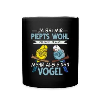 Wellensittich Nymphensittich Papagei Vogelkäfig - Tasse einfarbig - Schwarz - Vorne