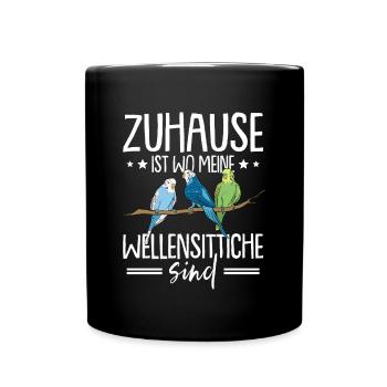 Wellensittich Vogel - Tasse einfarbig - Schwarz - Vorne
