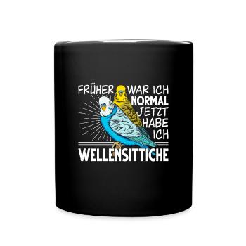 Wellensittich Vogel - Tasse einfarbig - Schwarz - Vorne