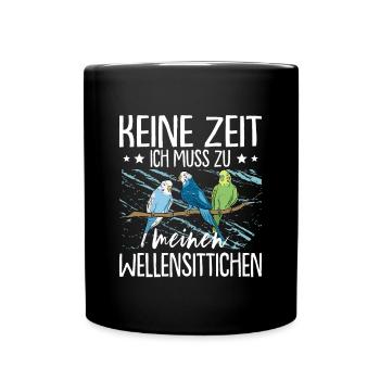 Wellensittich Vogel - Tasse einfarbig - Schwarz - Vorne