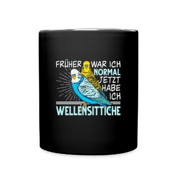 Wellensittich Vogel - Tasse einfarbig - Schwarz - Vorne