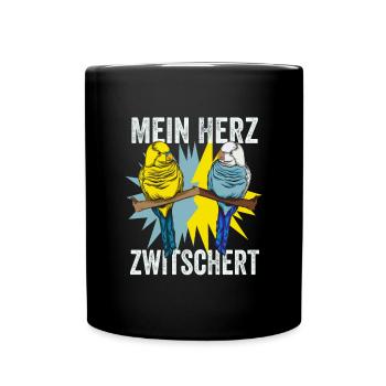 Wellensittich Vogel - Tasse einfarbig - Schwarz - Vorne
