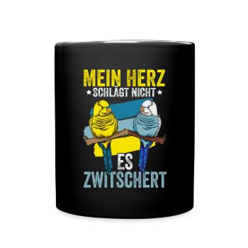 Wellensittich Vogel - Tasse einfarbig - Schwarz - Vorne