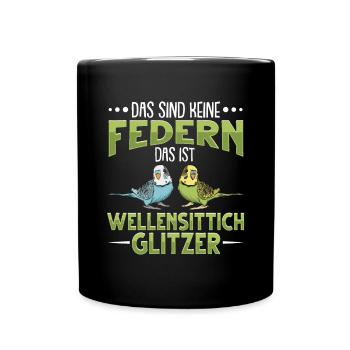 Wellensittich Vogel - Tasse einfarbig - Schwarz - Vorne