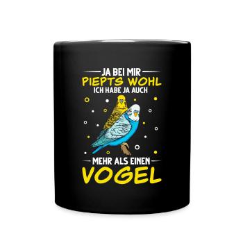 Wellensittich Nymphensittich Papagei Vogelkäfig - Tasse einfarbig - Schwarz - Vorne