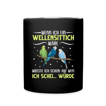 Wellensittich Vogel - Tasse einfarbig - Schwarz - Vorne
