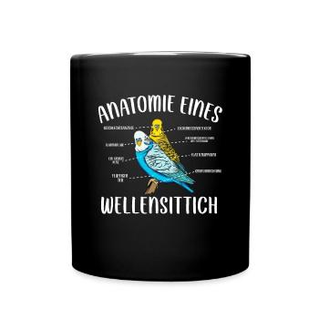 Wellensittich Vogel - Tasse einfarbig - Schwarz - Vorne