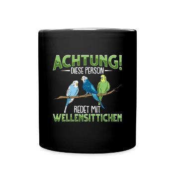 Wellensittich Vogel - Tasse einfarbig - Schwarz - Vorne
