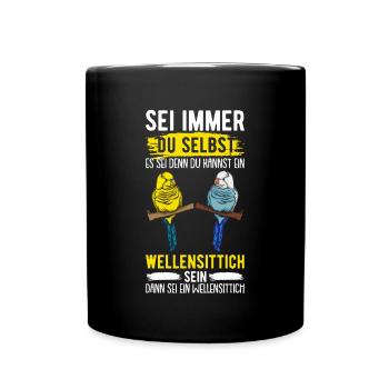Wellensittich Vogel - Tasse einfarbig - Schwarz - Vorne