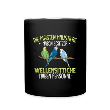 Wellensittich Vogel - Tasse einfarbig - Schwarz - Vorne