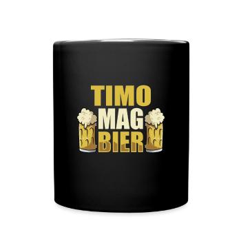 Timo mag Bier Name Geburtstag - Tasse einfarbig - Schwarz - Vorne
