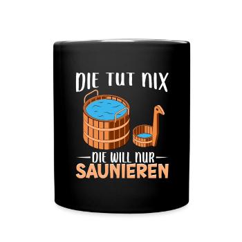 Sauna - Tasse einfarbig - Schwarz - Vorne