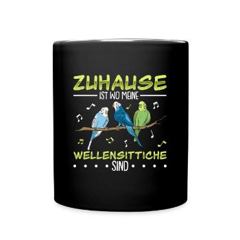Wellensittich Nymphensittich Papagei Vogelkäfig - Tasse einfarbig - Schwarz - Vorne