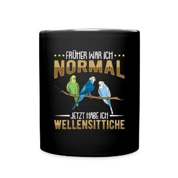 Wellensittich Nymphensittich Papagei Vogelkäfig - Tasse einfarbig - Schwarz - Vorne