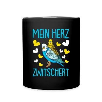 Wellensittich Nymphensittich Papagei Vogelkäfig - Tasse einfarbig - Schwarz - Vorne