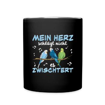Wellensittich Nymphensittich Papagei Vogelkäfig - Tasse einfarbig - Schwarz - Vorne