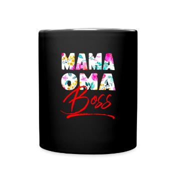Mama Oma Boss - Chef Lustiger Großmutter Spruch - Tasse einfarbig - Schwarz - Vorne