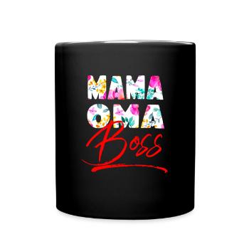 Mama Oma Boss Chef - Lustiger Großmutter Spruch - Tasse einfarbig - Schwarz - Vorne