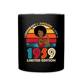 Geburtstag 1959 Frau Afro Frau Strong Vintage - Tasse einfarbig - Schwarz - Vorne