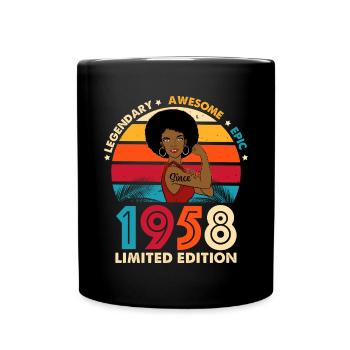 Geburtstag 1958 Vintage Awesome Woman - Tasse einfarbig - Schwarz - Vorne