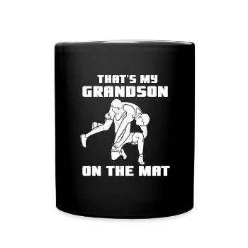 Wrestling Dad That's My Grandson On The Mat Ringer - Tasse einfarbig - Schwarz - Vorne